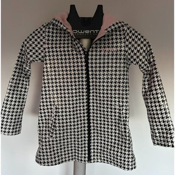 DKNY Other - DKNY Girls Black White Houndstooth Hooded Rain Jacket Size 6 Kids Coat Zip